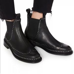 rag & bone Black Leather Studded Chelsea Ankle Boots